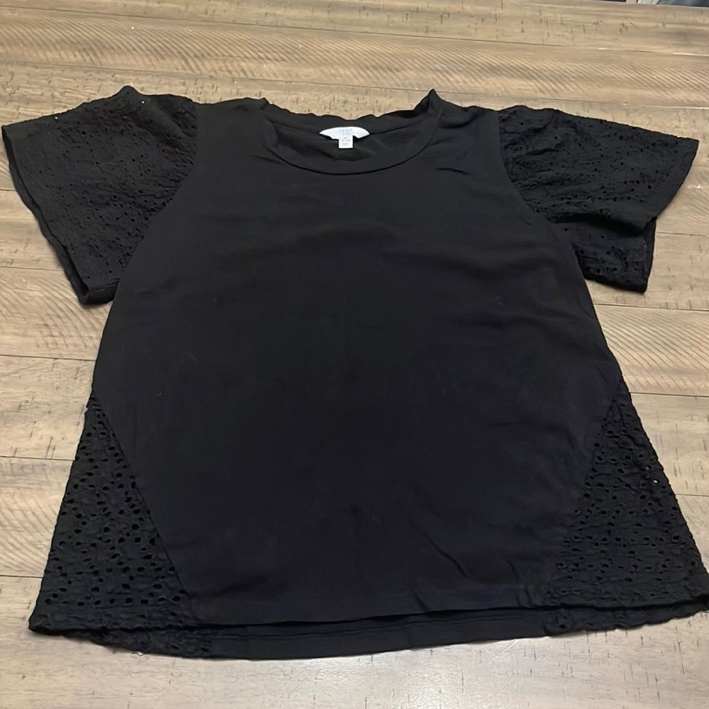 Time and Tru Black Top with super cute sleeve detail